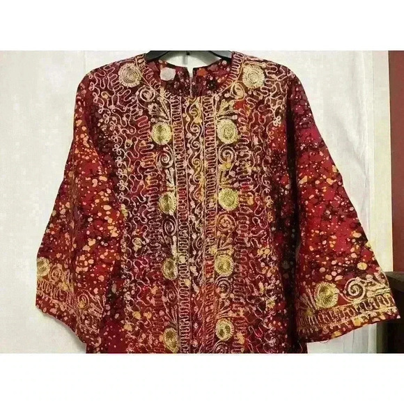 Red Blk Gold Women Kurti Kurta Ethnic Small Embroidered Tunic Dress Indian 0066 - Picture 3 of 8